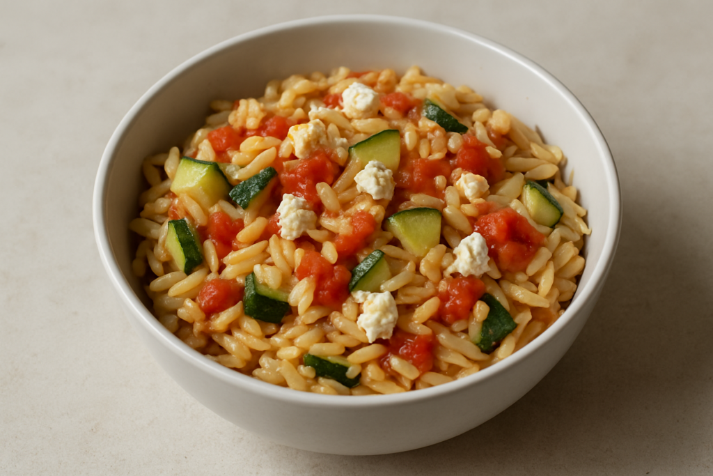 Orzo z cukinią i fetą – szybki obiad z jednej patelni w 25 minut